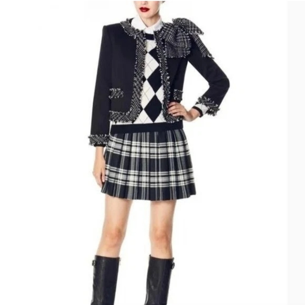 Alice + Olivia Black and White Tweed Blazer - Picture 14 of 15